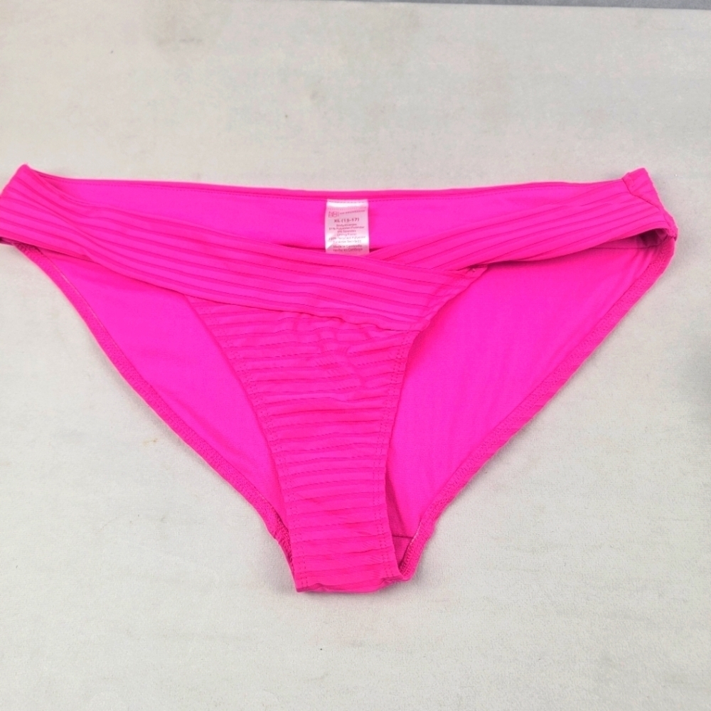 NWOT Time And True hot pink v-front‎ ribbed bikini bottom Size XL 15-17